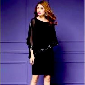 Size 12 Cold Shoulder Black Caplet Dress